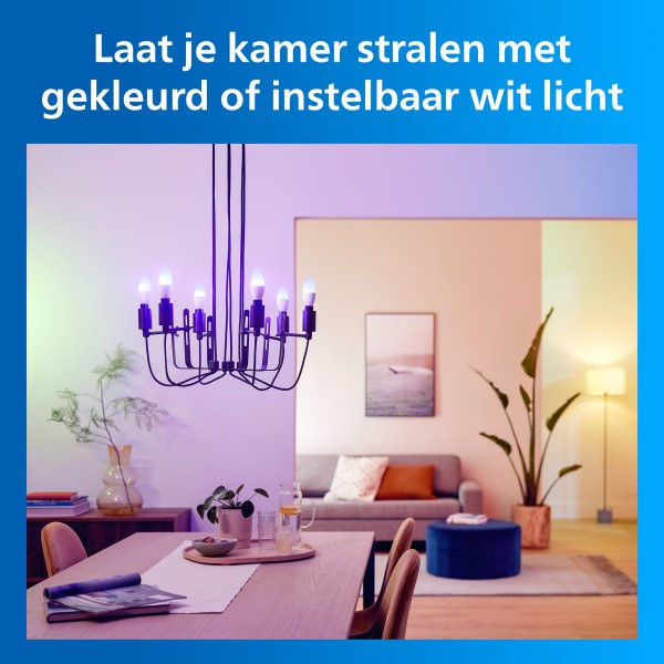 Philips Smart LED E14 led lamp | Kaars C39 | RGB + 2200-6500K | WiFi | 5W (40W) | 4 stuks LPH05086 - 2