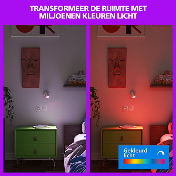 Philips Smart LED Opbouwspot GU10 | 1 spot | RGB + 2200-6500K  | Dimbaar | WiFi | 1 x 5W | Wit LPH05127 - 5