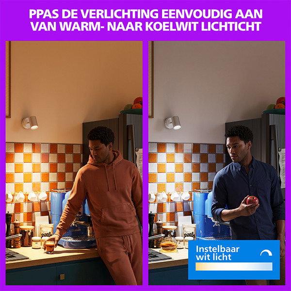Philips Smart LED Opbouwspot GU10 | 1 spot | RGB + 2200-6500K  | Dimbaar | WiFi | 1 x 5W | Wit LPH05127 - 6