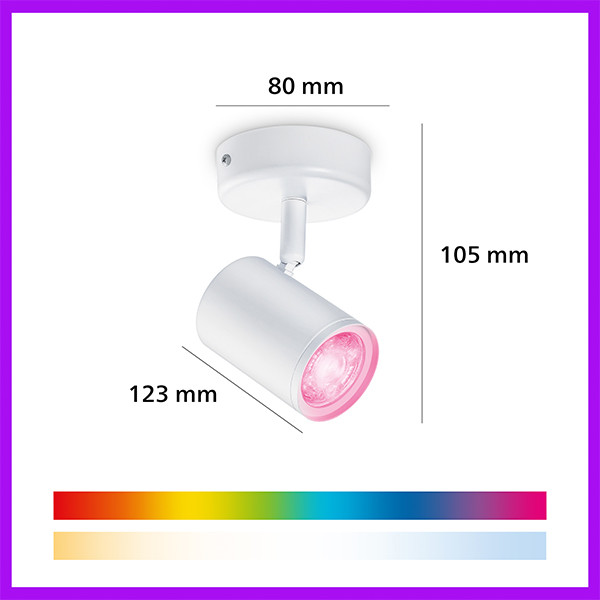 Philips Smart LED Opbouwspot GU10 | 1 spot | RGB + 2200-6500K  | Dimbaar | WiFi | 1 x 5W | Wit LPH05127 - 10