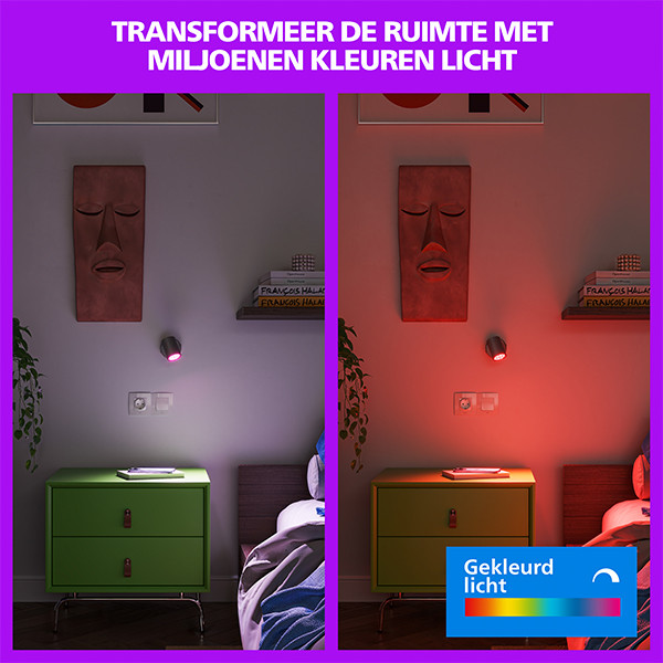 Philips Smart LED Opbouwspot GU10 | 1 spot | RGB + 2200-6500K | Dimbaar | WiFi | 5W | Zwart LPH05123 - 5