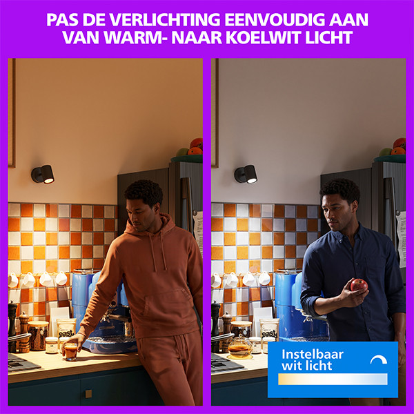 Philips Smart LED Opbouwspot GU10 | 1 spot | RGB + 2200-6500K | Dimbaar | WiFi | 5W | Zwart LPH05123 - 6