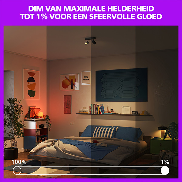 Philips Smart LED Opbouwspot GU10 | 2 spots | RGB + 2200-6500K | Dimbaar | WiFi | 2 x 5W | Zwart LPH05124 - 7