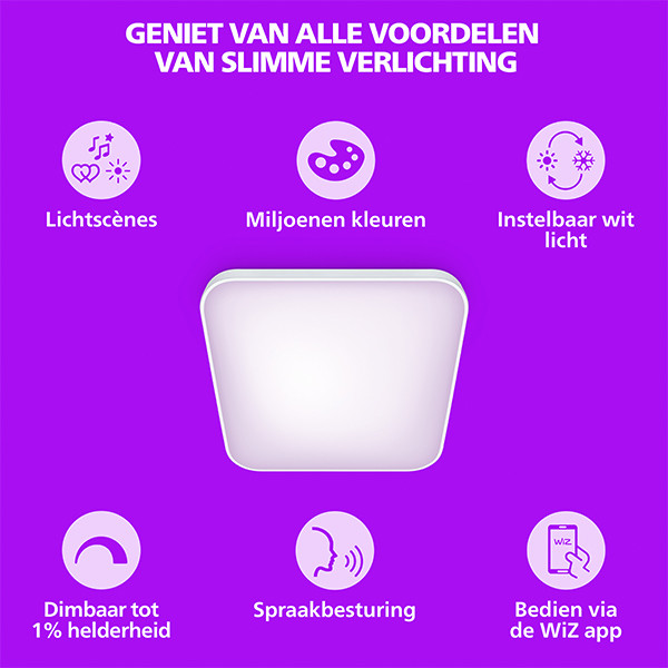 Philips Smart LED Plafondlamp | Vierkant | 37.5 cm | RGB | Dimbaar | WiFi | 24W | Wit LPH05135 - 2