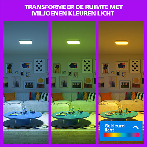 Philips Smart LED Plafondlamp | Vierkant | 37.5 cm | RGB | Dimbaar | WiFi | 24W | Wit LPH05135 - 3
