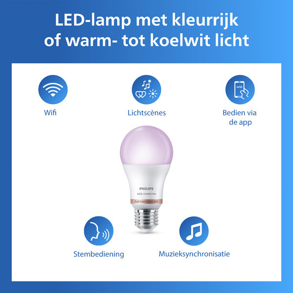 Philips Smart LED lamp E27 | Peer A60 | RGB + 2200-6500K | WiFi | 13W (100W) | 2 stuks LPH05084 - 2
