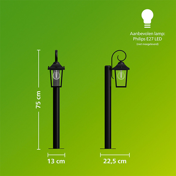 Philips Sokkellamp E27 75 cm | Buzzard | IP44 | 5W | Zwart LPH04626 - 8