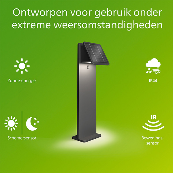 Philips Solar Lantaarn | Tavenlor | Bewegingssensor | 2700K | IP44 | 3.6W | Zwart LPH05143 - 2