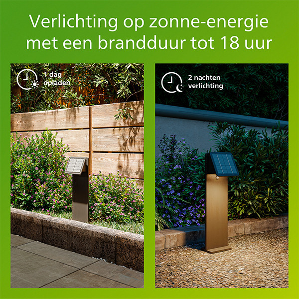 Philips Solar Lantaarn | Tavenlor | Bewegingssensor | 2700K | IP44 | 3.6W | Zwart LPH05143 - 5