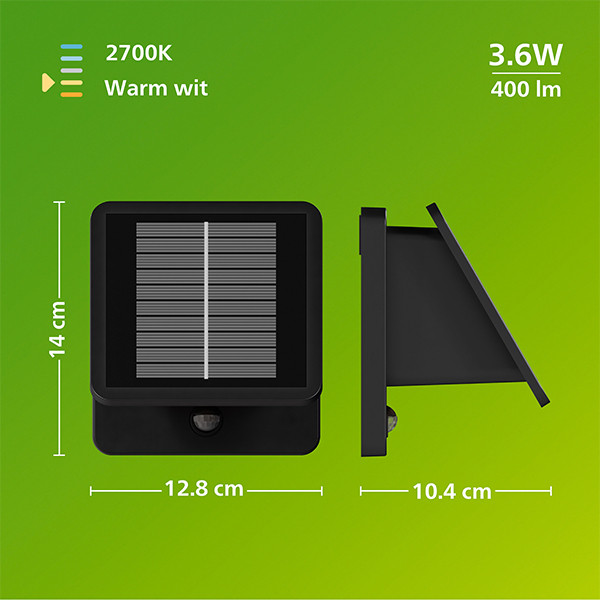 Philips Solar wandlamp | Tavenlor | Bewegingssensor | 2700K | IP44 | 3.6W | Zwart LPH05140 - 10