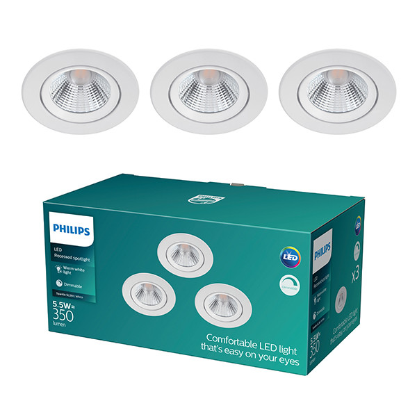Philips Sparkle Inbouwspot | 2700K | IP20 | Wit | 6W | 3 stuks LPH04797 - 1