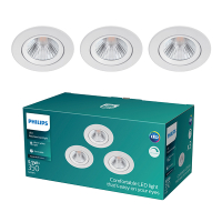 Philips Sparkle Inbouwspot | 2700K | IP20 | Wit | 6W | 3 stuks LPH04797