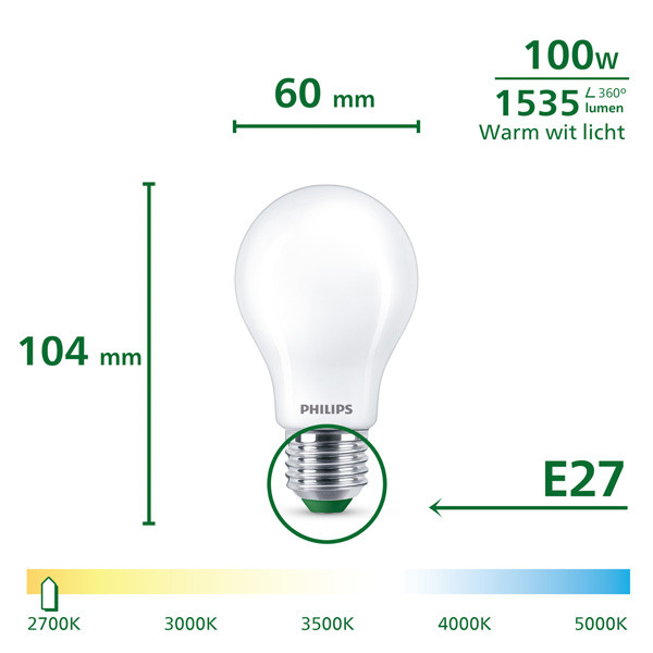 Philips UltraEfficient LED lamp E27 | Peer A60 | Mat | 2700K | 7.3W (100W) | 6 stuks LPH04976 - 3