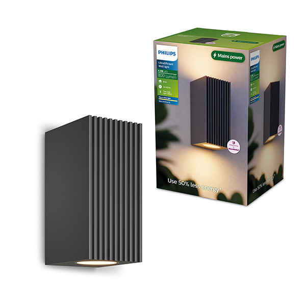 Philips Wandlamp | Up & Down | Ultra Efficient | Voro | 2700K | IP44 | 4.3W | Antraciet LPH05145 - 1