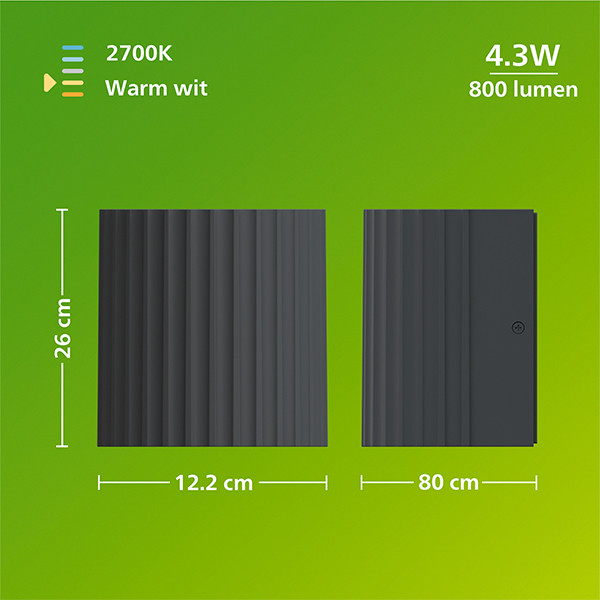 Philips Wandlamp | Zyra | 2700K | IP44 | 4.3W | Antraciet LPH04617 - 9