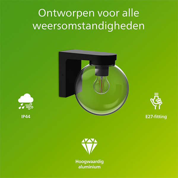 Philips Wandlamp E27 | Ulio | IP44 | 5W | Zwart LPH04625 - 2