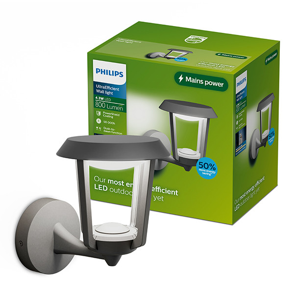 Philips Wandlamp buiten met schemersensor | Nuvy | 2700K | IP44 | 4.3W | Antraciet LPH04618 - 1