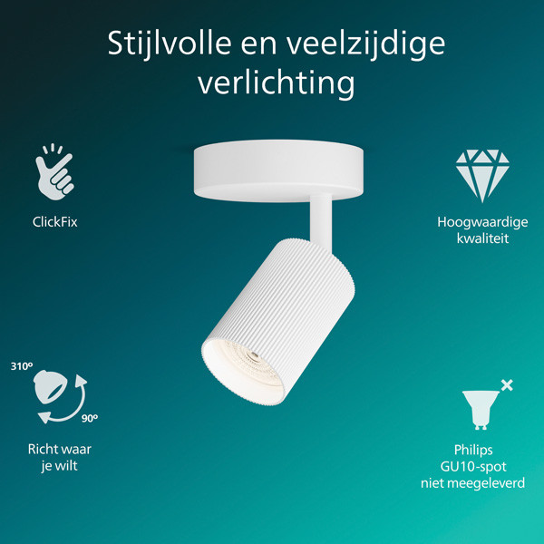 Philips Wyatt Led Opbouwspot | 1 spot | Wit | GU10 fitting LPH05083 - 2