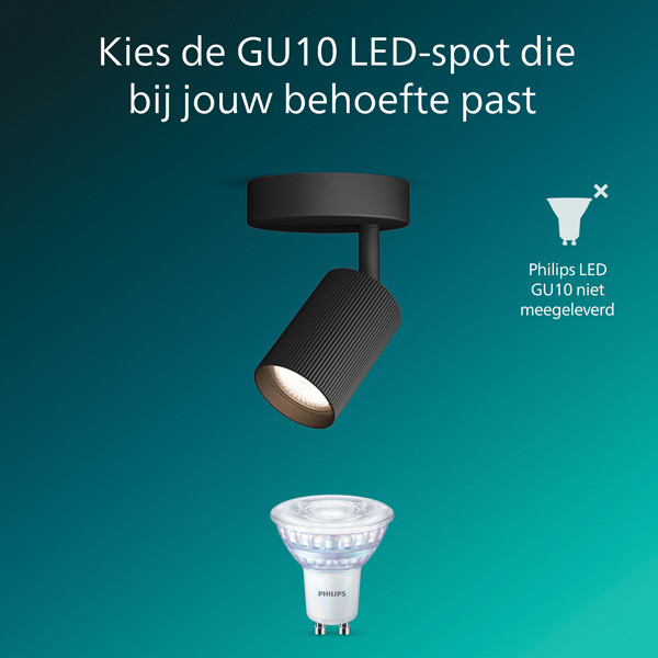 Philips Wyatt Led Opbouwspot | 1 spot | Zwart | GU10 fitting LPH05082 - 6