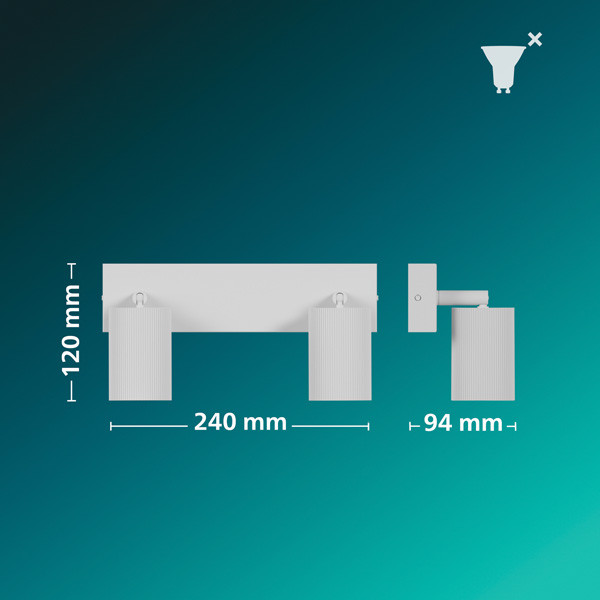Philips Wyatt Led Opbouwspot | 2 spots | Wit | GU10 fitting LPH05075 - 9