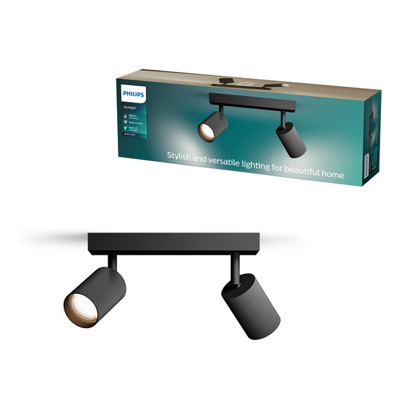 Philips Wyatt Led Opbouwspot | 2 spots | Zwart | GU10 fitting LPH05074 - 1