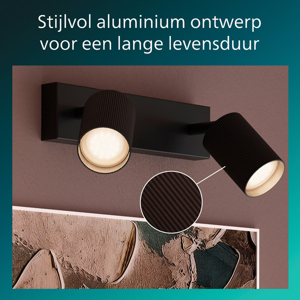 Philips Wyatt Led Opbouwspot | 2 spots | Zwart | GU10 fitting LPH05074 - 3