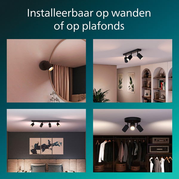 Philips Wyatt Led Opbouwspot | 2 spots | Zwart | GU10 fitting LPH05074 - 4