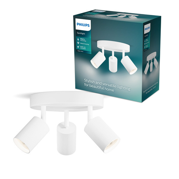 Philips Wyatt Led Opbouwspot | 3 spots | Ronde basisplaat | Wit | GU10 fitting LPH05079 - 1