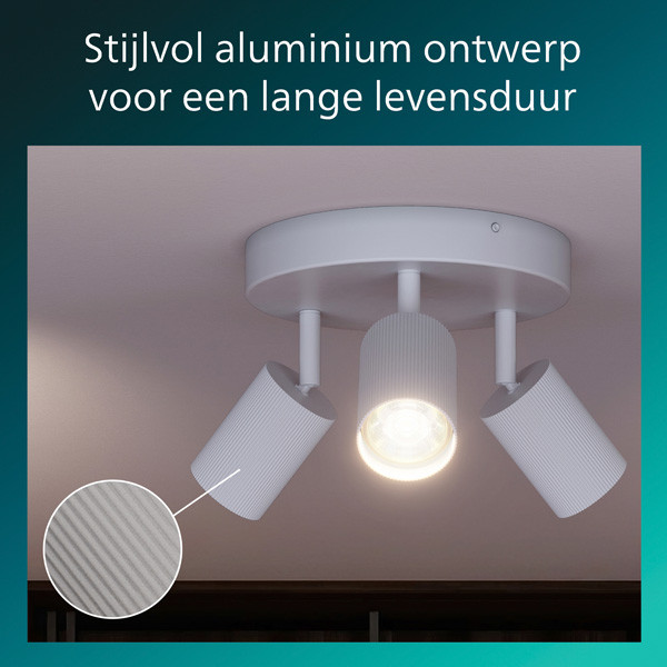 Philips Wyatt Led Opbouwspot | 3 spots | Ronde basisplaat | Wit | GU10 fitting LPH05079 - 3