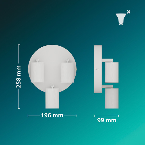 Philips Wyatt Led Opbouwspot | 3 spots | Ronde basisplaat | Wit | GU10 fitting LPH05079 - 9