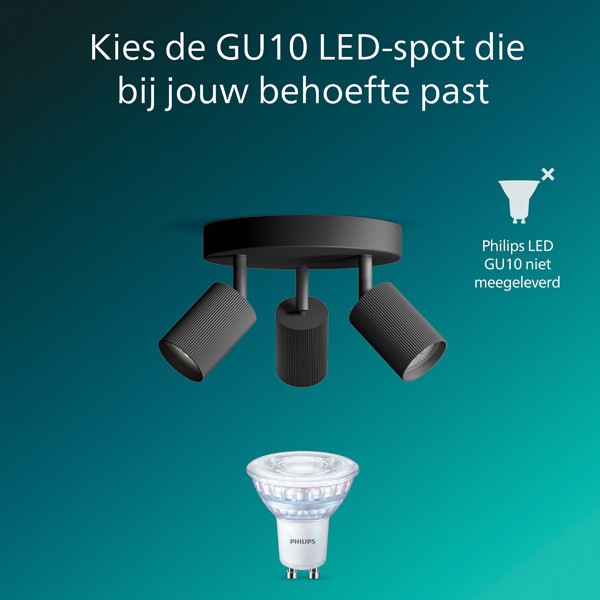 Philips Wyatt Led Opbouwspot | 3 spots | Ronde basisplaat | Zwart | GU10 fitting LPH05078 - 6