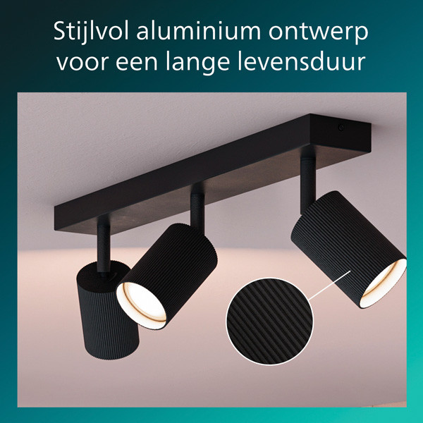 Philips Wyatt Led Opbouwspot | 3 spots | Zwart | GU10 fitting LPH05076 - 3