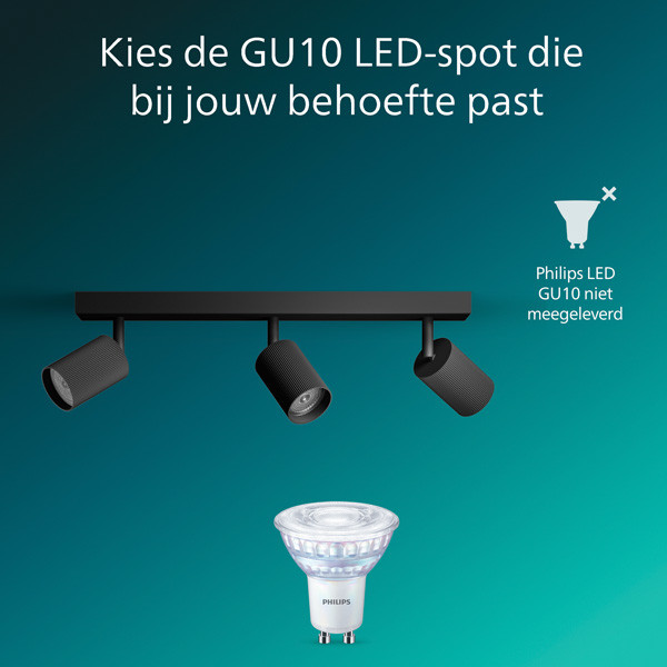 Philips Wyatt Led Opbouwspot | 3 spots | Zwart | GU10 fitting LPH05076 - 6