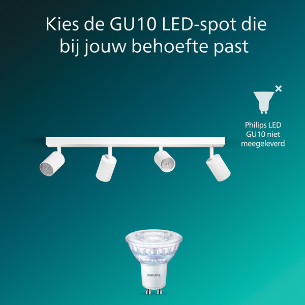 Philips Wyatt Led Opbouwspot | 4 spots | Wit | GU10 fitting LPH05081 - 6