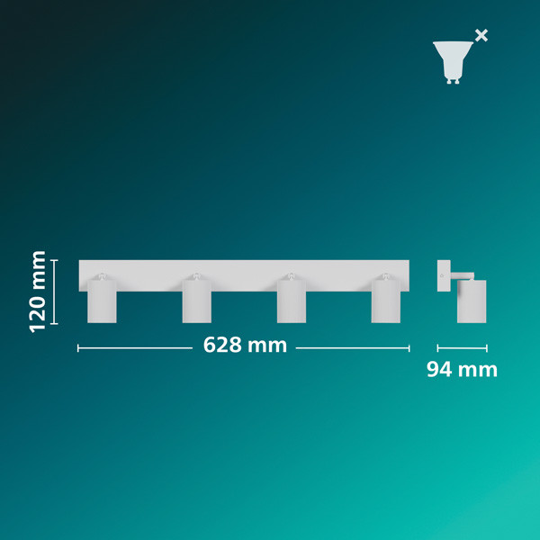 Philips Wyatt Led Opbouwspot | 4 spots | Wit | GU10 fitting LPH05081 - 9
