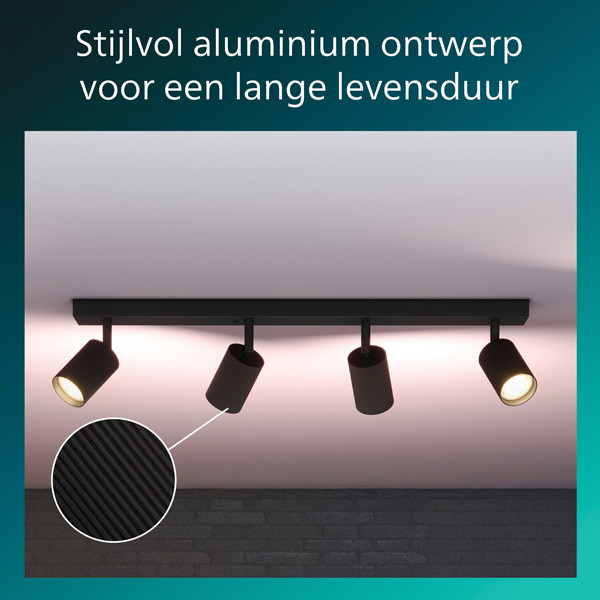 Philips Wyatt Led Opbouwspot | 4 spots | Zwart | GU10 fitting LPH05080 - 3