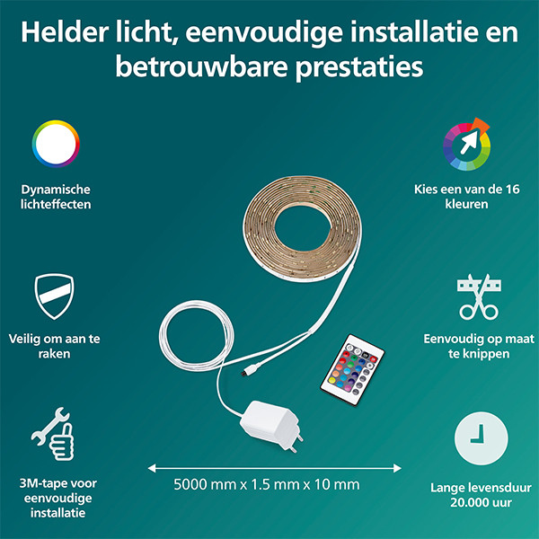 Philips led strip | 5 meter | RGB | Dimbaar | IP20 | 12W LPH04823 - 2