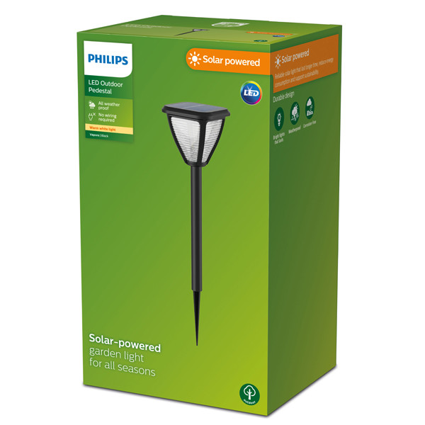 Philips myGarden Solar sokkellamp met spies | Vapora | 2700K | IP44 | Zwart  LPH03542 - 2