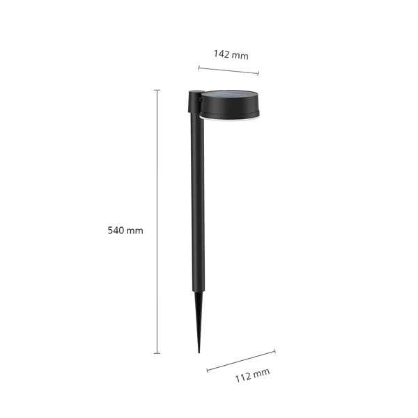 Philips myGarden Solar sokkellamp met spies | Vynce | 2700K | Rond | IP44 | Zwart  LPH03538 - 3