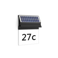 Philips myGarden Solar wandlamp met huisnummer | Enkara | 2700K | IP44 | Zwart  LPH03529