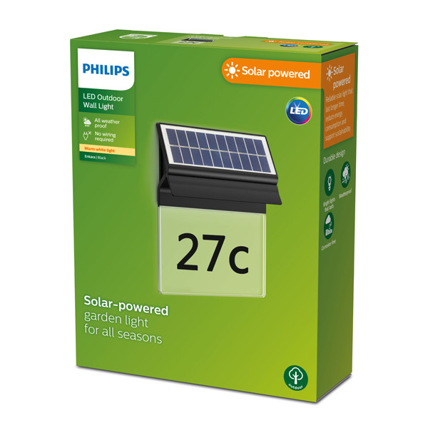Philips myGarden Solar wandlamp met huisnummer | Enkara | 2700K | IP44 | Zwart  LPH03529 - 2