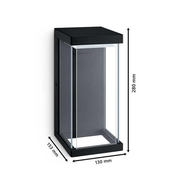 Philips myGarden wandlamp | Kyrie | 2700K | IP44 | 12W | Zwart  LPH03552 - 3