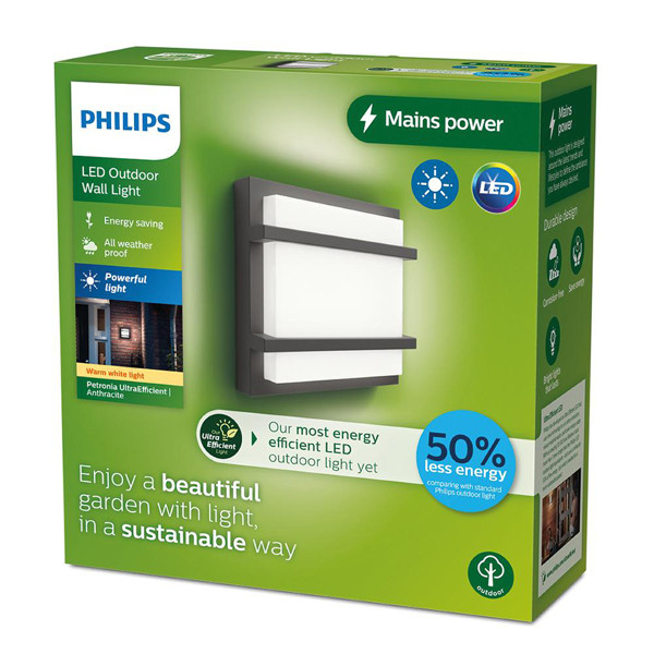 Philips myGarden wandlamp | Petronia | 2700K | Ultra Efficient | IP44 | 3.8W | Antraciet  LPH03575 - 2