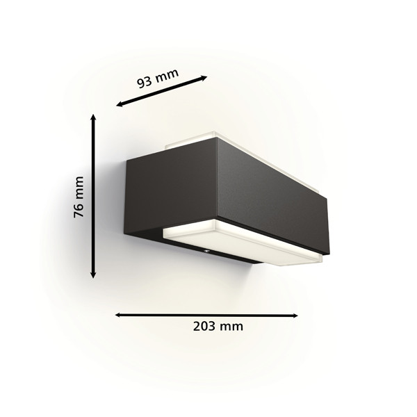 Philips myGarden wandlamp | Stratosphere | 2700K | Ultra Efficient | IP44 | 3.8W | Antraciet  LPH03509 - 3