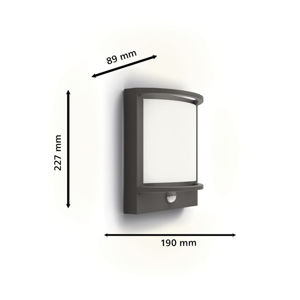 Philips myGarden wandlamp met sensor | Samondra | 2700K | Ultra Efficient | IP44 | 3.8W | Antraciet  LPH03513 - 3