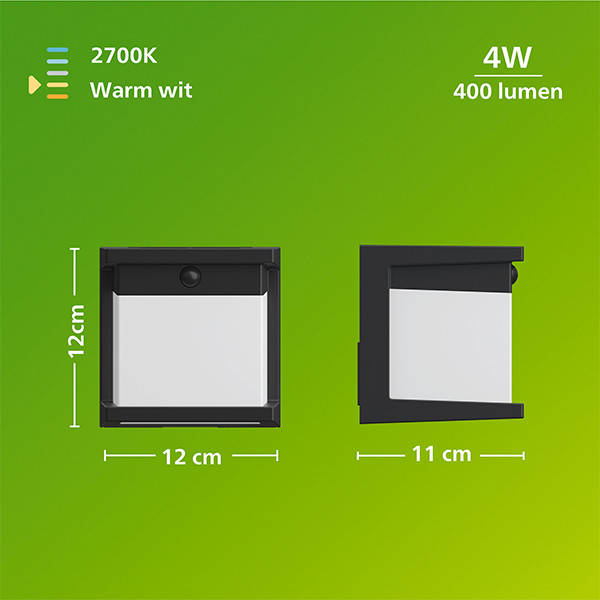 Philips solar wandlamp met sensor | Diara | 2700K | IP44 | 3.8W | Zwart LPH04631 - 7