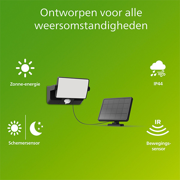 Philips solar wandlamp met sensor | Fyns | 3000K | IP44 | 8.2W | Zwart LPH04636 - 2