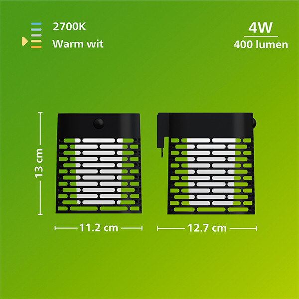 Philips solar wandlamp met sensor | Hara | 2700K | IP44 | 3.8W | Zwart LPH04633 - 8