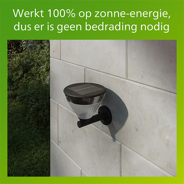 Philips solar wandlamp met sensor | Kyna | 2700K | IP44 | 3.8W | Zwart LPH04634 - 3