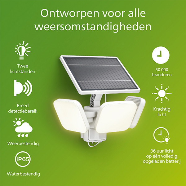Philips solar wandlamp met sensor | Zyren | 3000K | Ultra Efficient | IP65 | 24.5W | Wit LPH04629 - 2